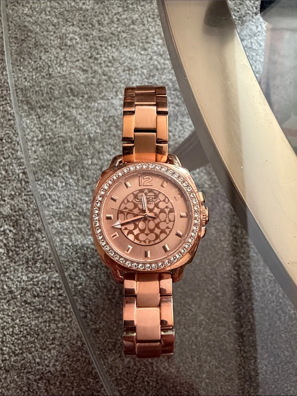 Coach Rose Gold Tone Crystal Accent Women's Watch